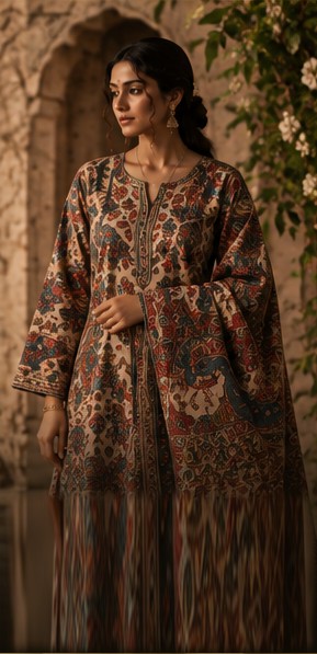 Gota Silk Kurta Set, Rose