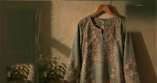 Chikankari Kurta Set, Mint